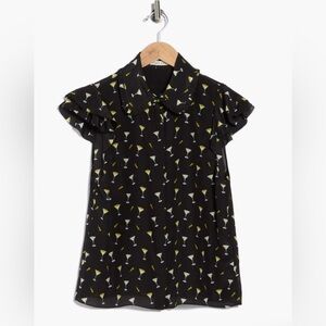 alice + olivia (nwt $350) Ruffle 100% Silk Blouse Sz Large